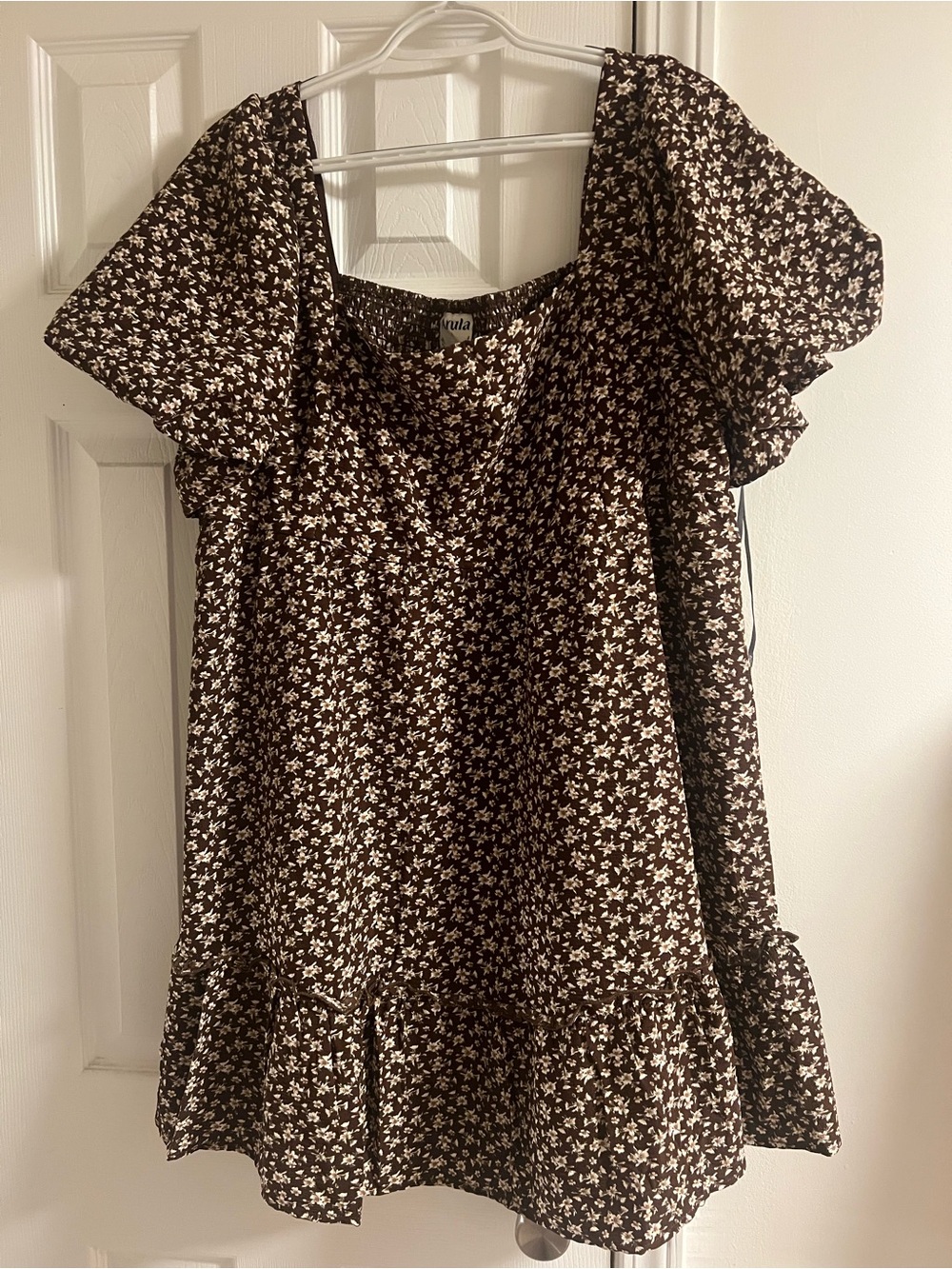 ARULA Brown and Cream Floral Mini Dress